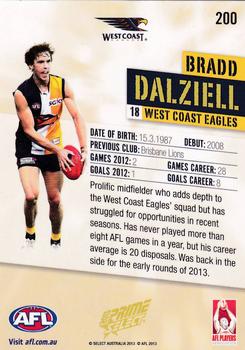 2013 Select Prime AFL #200 Bradd Dalziell Back